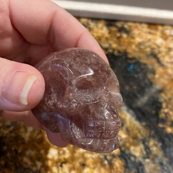 Other - Strawberry Quartz Stone Skull Figurine crystal crystals